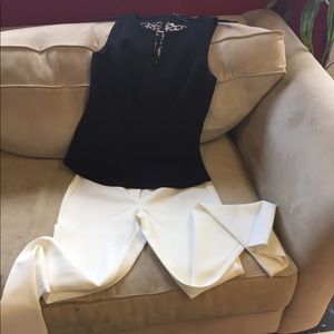 Off white pants and black top